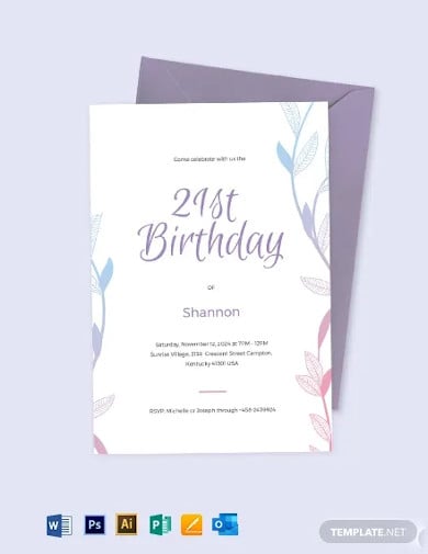 7 21st Birthday Invitation Designs Templates Psd Ai Pages Publisher Doc Outlook Free Premium Templates