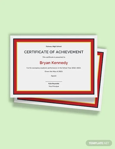 academic achievement certificate template