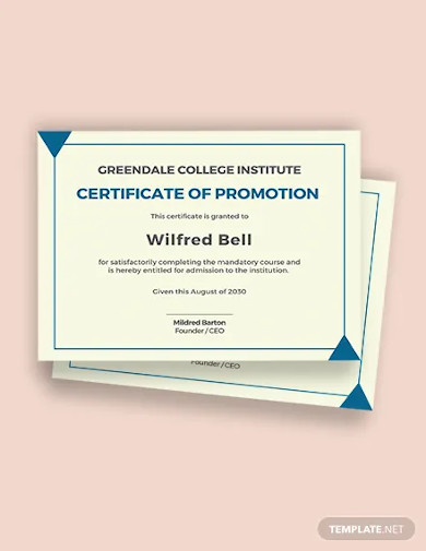 academic certificate of promotion template