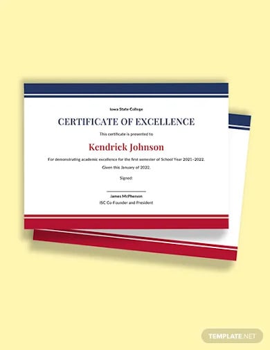 academic excellence certificate template