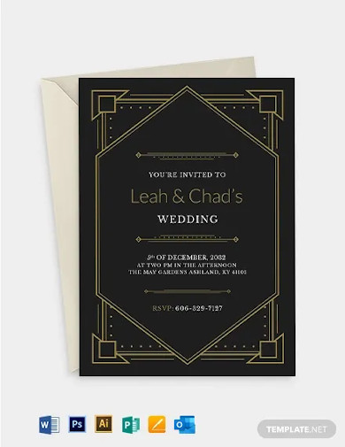 art deco fall wedding rsvp invitation template