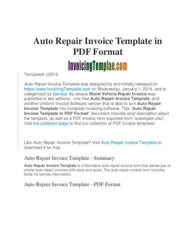 auto repair invoice pdf