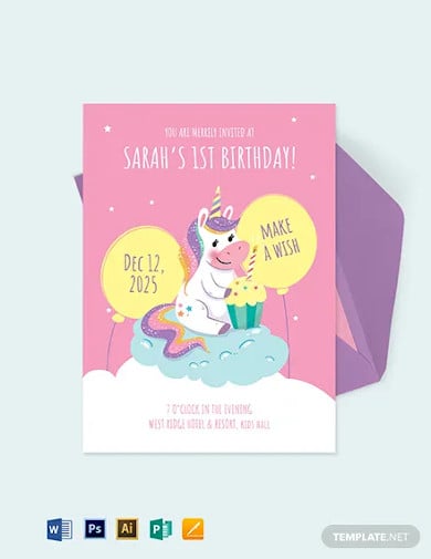 baby girl first birthday invitation template