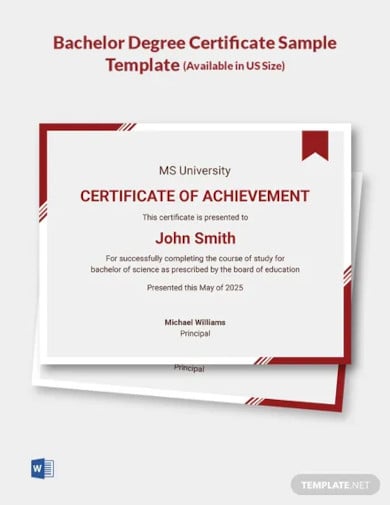 bachelor degree certificate sample template