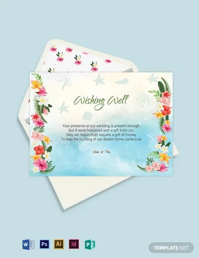 beach wedding wishing well card template