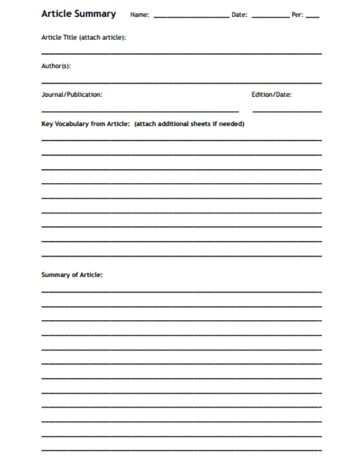 Academic Summary Template