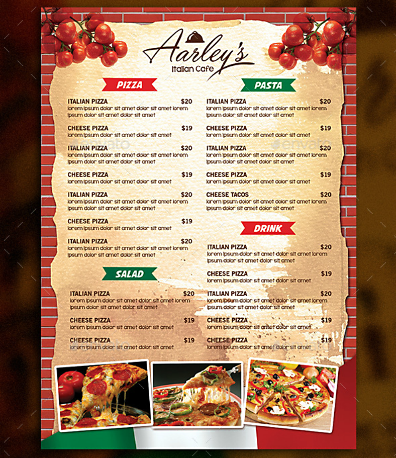 Free Printable Italian Menu Template PRINTABLE TEMPLATES