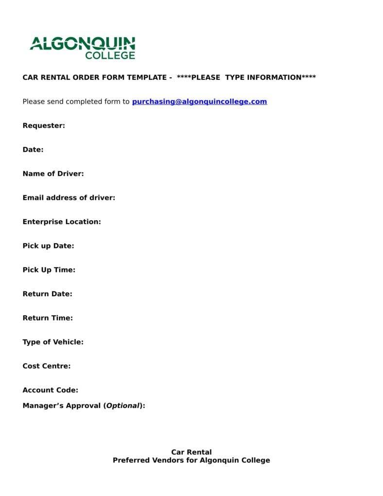 car rental order form template 1 788x1020