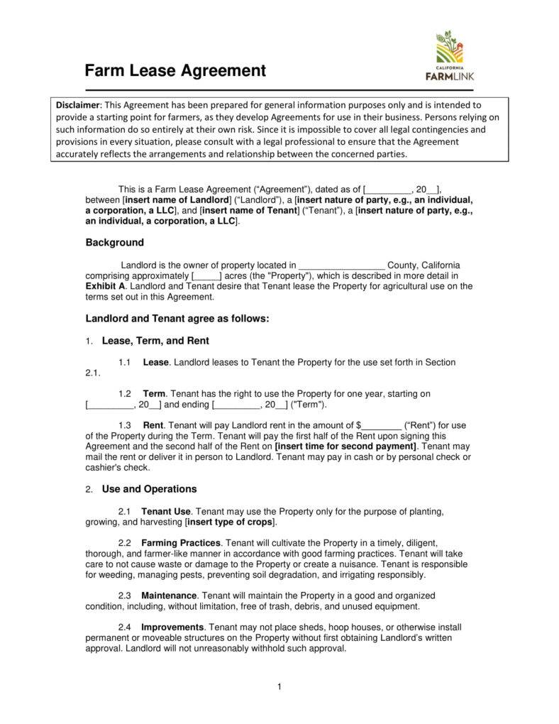8+ Farm Lease Agreement Templates PDF, Word
