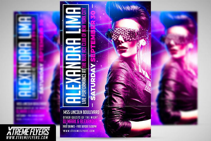 chic guest dj party invitation flyer template