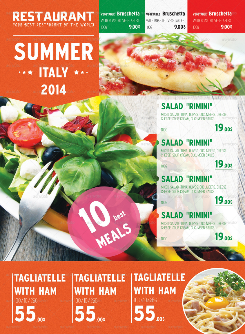 colorful summer italian food menu template 788x1075
