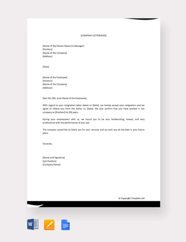 company relieving letter