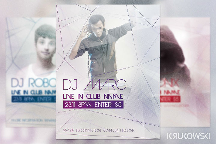 dj live in club flyer invitation template