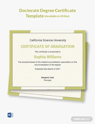 doctorate degree certificate template