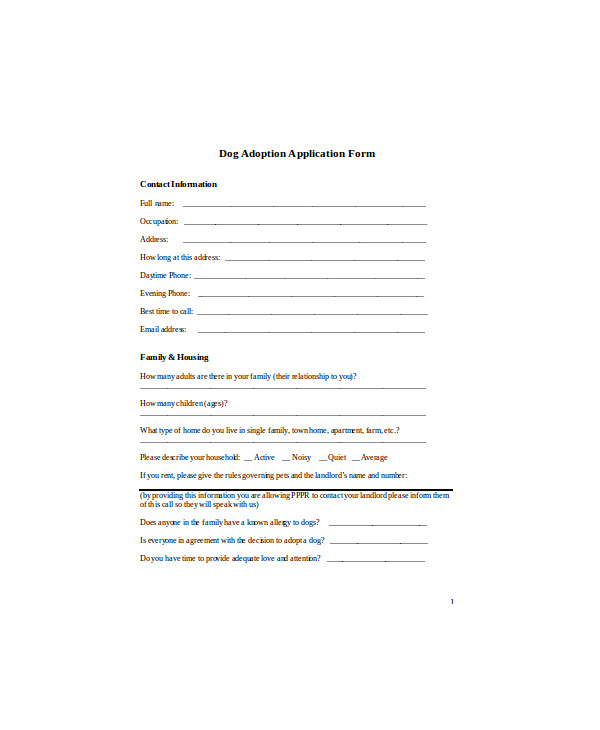 9+ Puppy Application Form Templates PDF, DOC