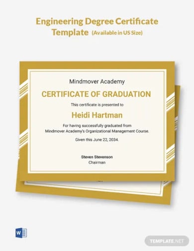 engineering degree certificate template