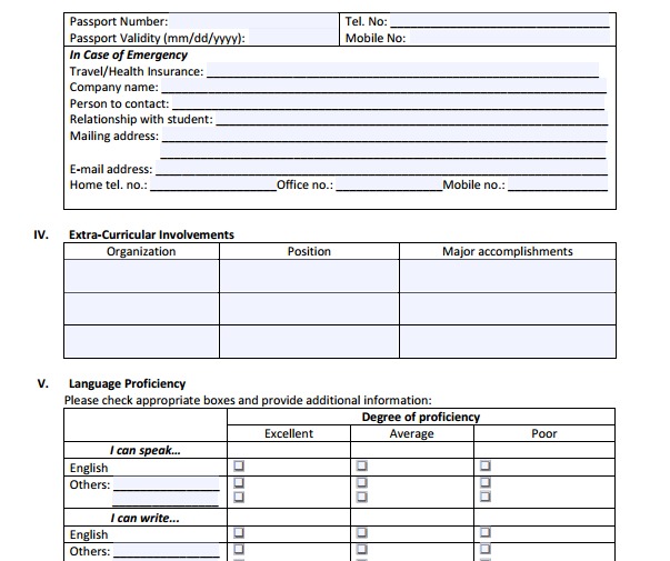 3+ Student Application Form Templates- Pdf