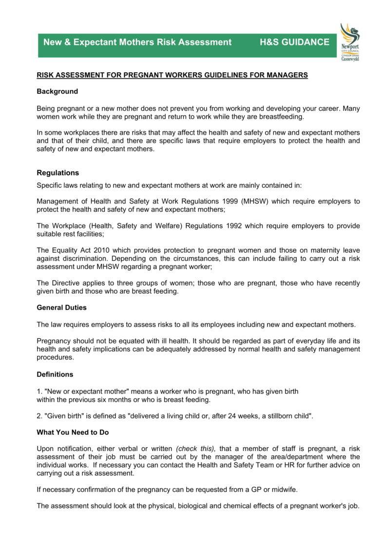 7+ Pregnancy Risk Assessment Templates