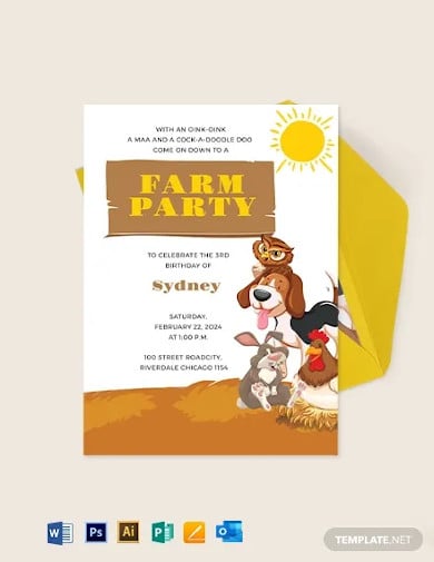 farm party invitation template