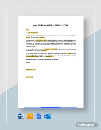 free corporate sponsorship request letter