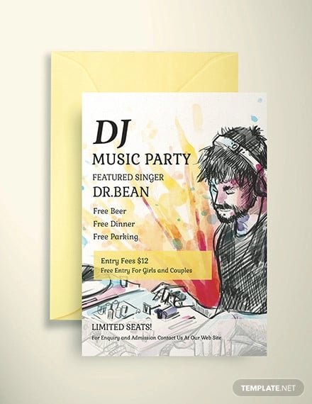 free dj music party invitation template
