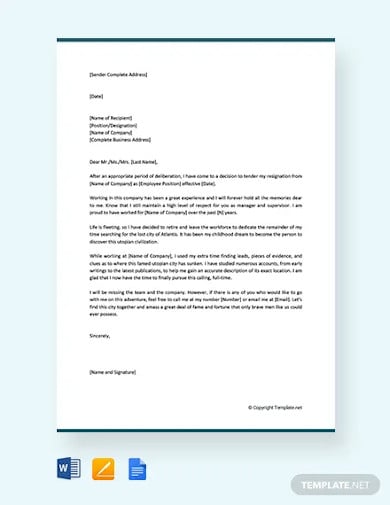 free funny retirement resignation letter