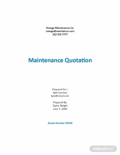 free maintenance quotation format