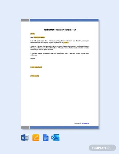 free retirement resignation letter template