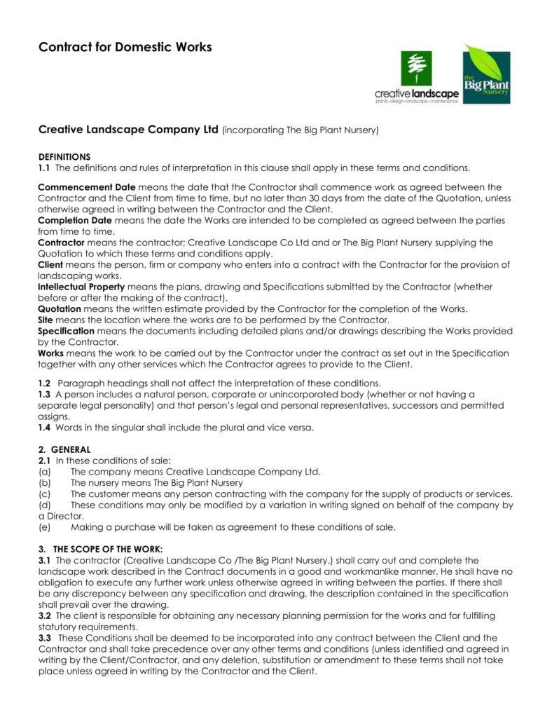 7 Landscaping Services Contract Templates Word Pdf Apple Pages