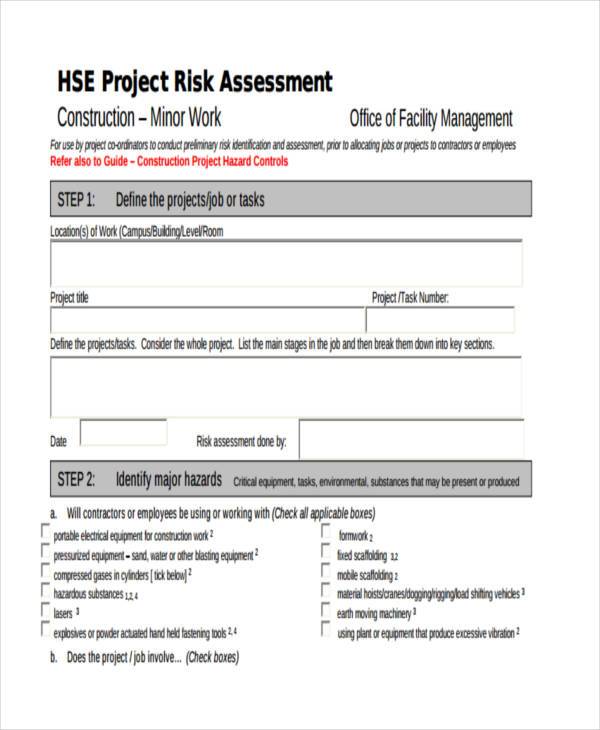 Risk Assessment Form Construction