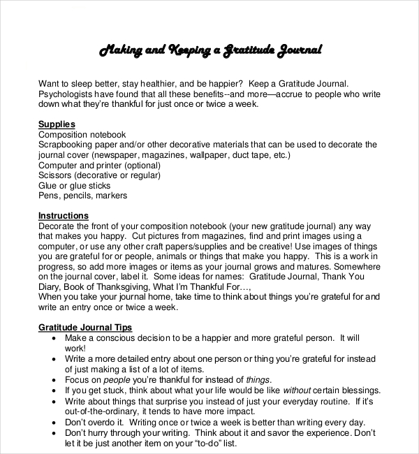 4 Gratitude Journal Templates PDF DOC Pages