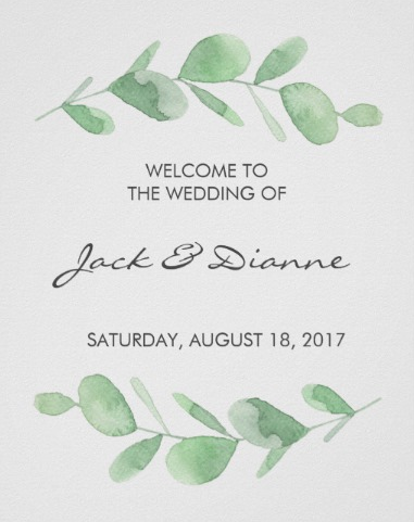green eucalyptus wedding welcome sign