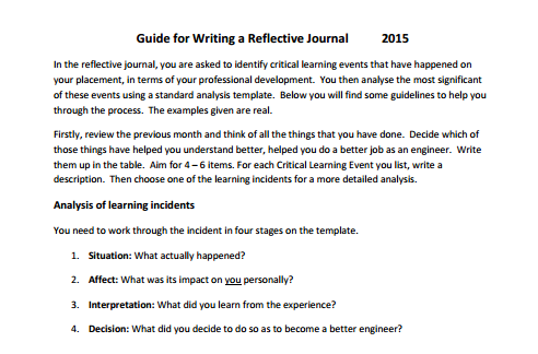 guide to reflective writing