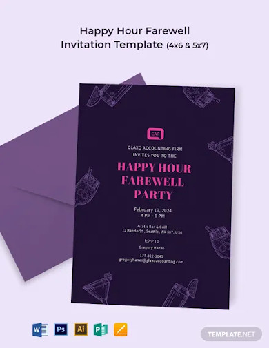 happy hour farewell invitation template