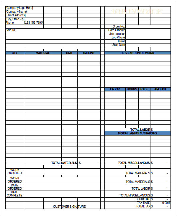 11 mechanic invoice templates pdf word excel free premium