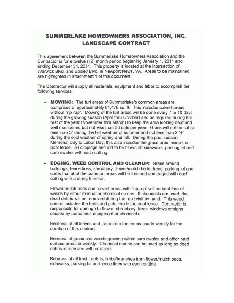 Landscaping Services Contract Templates, Simple Landscape Contract
