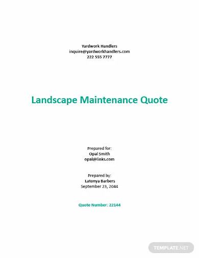 landscape maintenance quote template