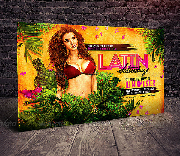 latin themed dj event horizontal flyer template