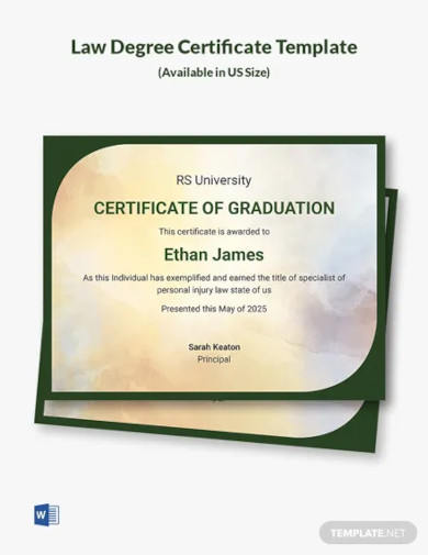 law degree certificate template