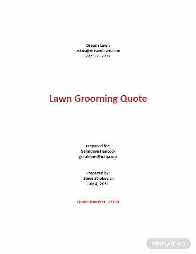 lawn maintenance quotation template