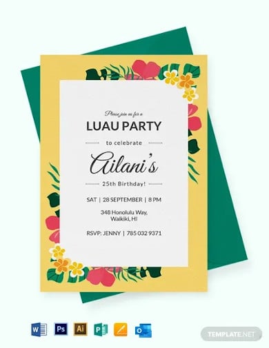 luau birthdy party invitation template
