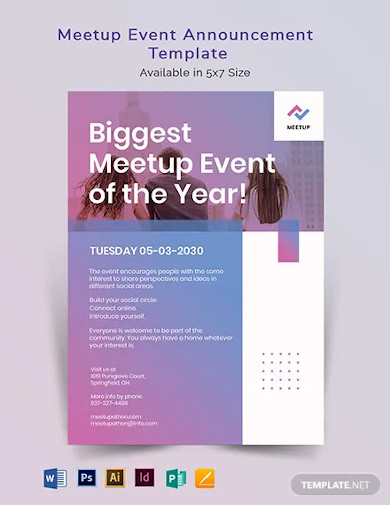 15 Event Announcement Designs Templates DOC PSD AI ID Pages 