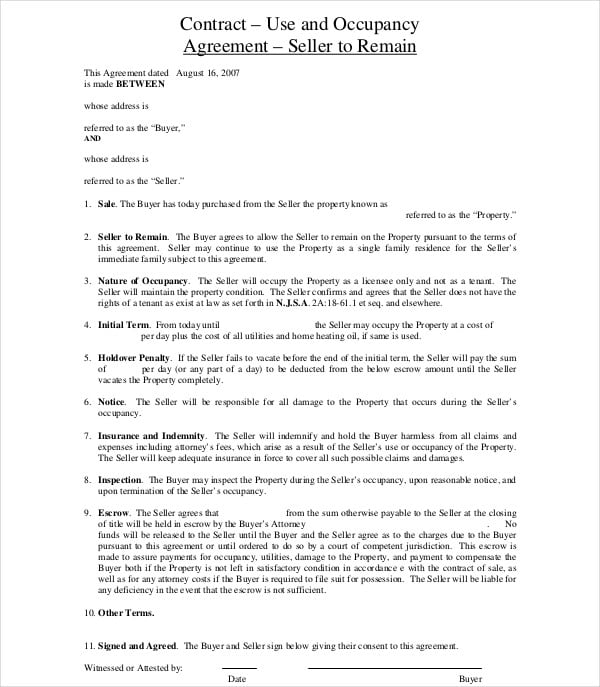 9-occupancy-agreement-templates-pdf-doc