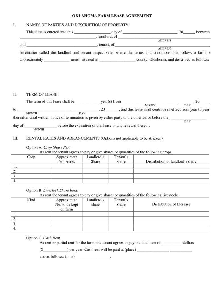 Farm Business Tenancy Template