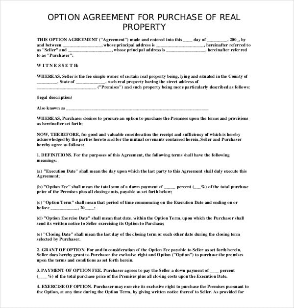 option to purchase agreement