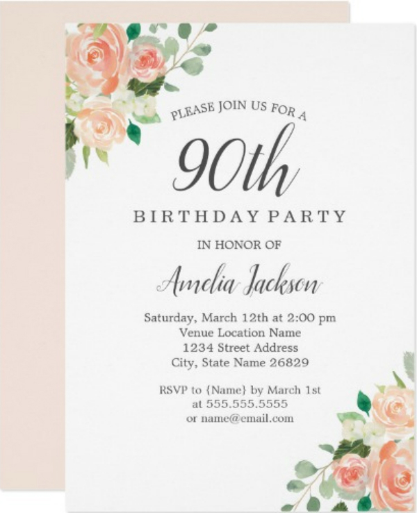 6+ 90th Birthday Invitations Designs & Templates - DOC, PSD, AI, Publisher, Pages, Outlook
