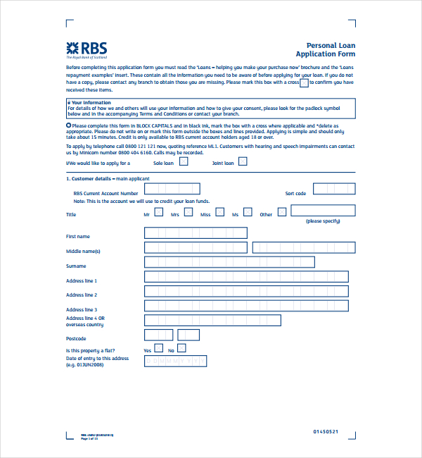 8+ Loan Application Form Templates Word, Pages, Google Docs, PDF