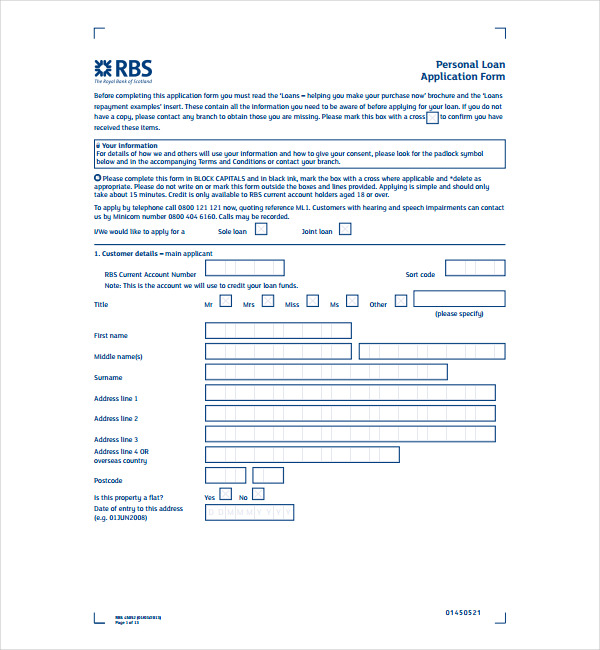 8+ Loan Application Form Templates - Word, Pages, Google Docs, PDF ...
