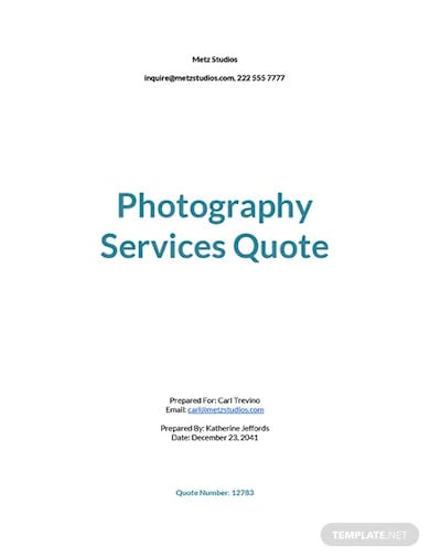 photography services quotation template