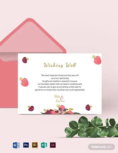 pink floral wishing well card template